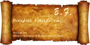 Bonyhai Fabiána névjegykártya